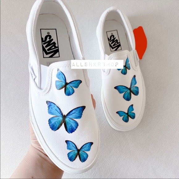 Vans women custom butterflies 🦋 slip on. - Picture 2 of 4